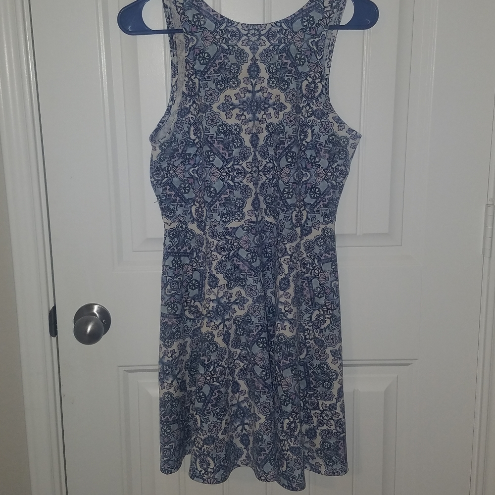 Aeropostale White/Blue Geometric Dress